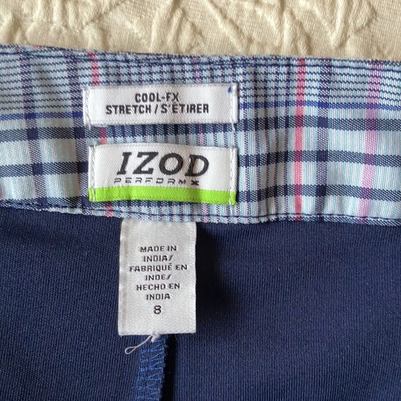 Plaid skort in blue black purple white and red with navy stretch shorts attached - Picture 9 of 13